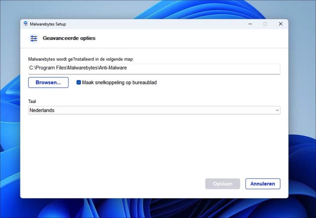 Malwarebytes geavanceerde installatie