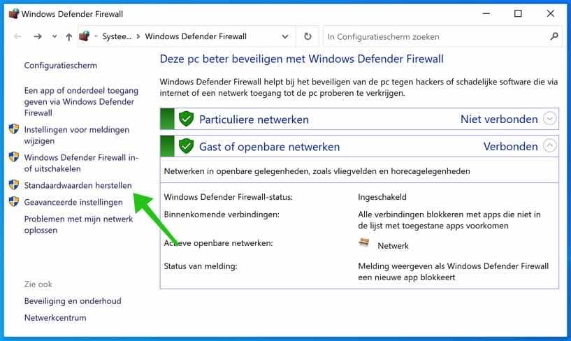 Windows Firewall herstellen (Windows reset) uitvoeren