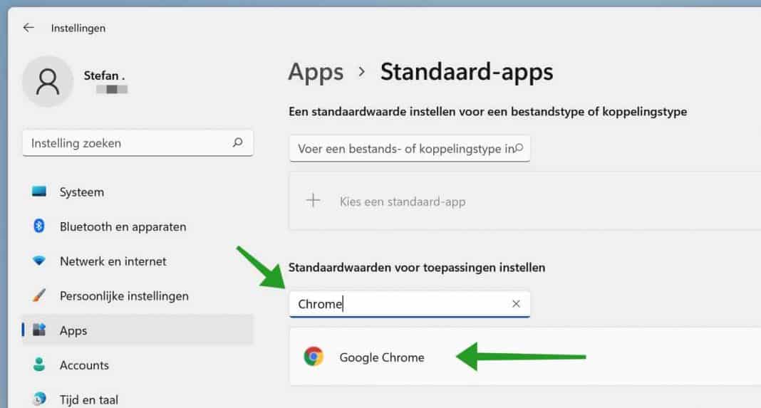 google chrome als standaard browser instellen windows 11