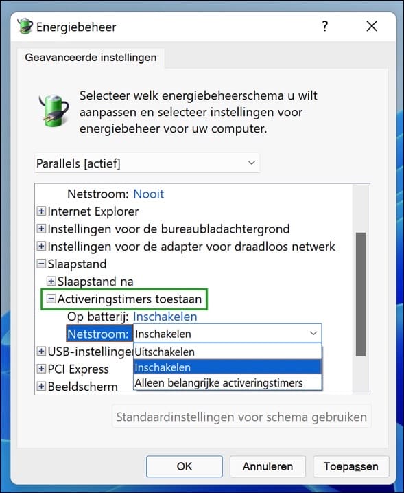 veeg Oven abortus Activeringstimers inschakelen of uitschakelen in Windows 11/10