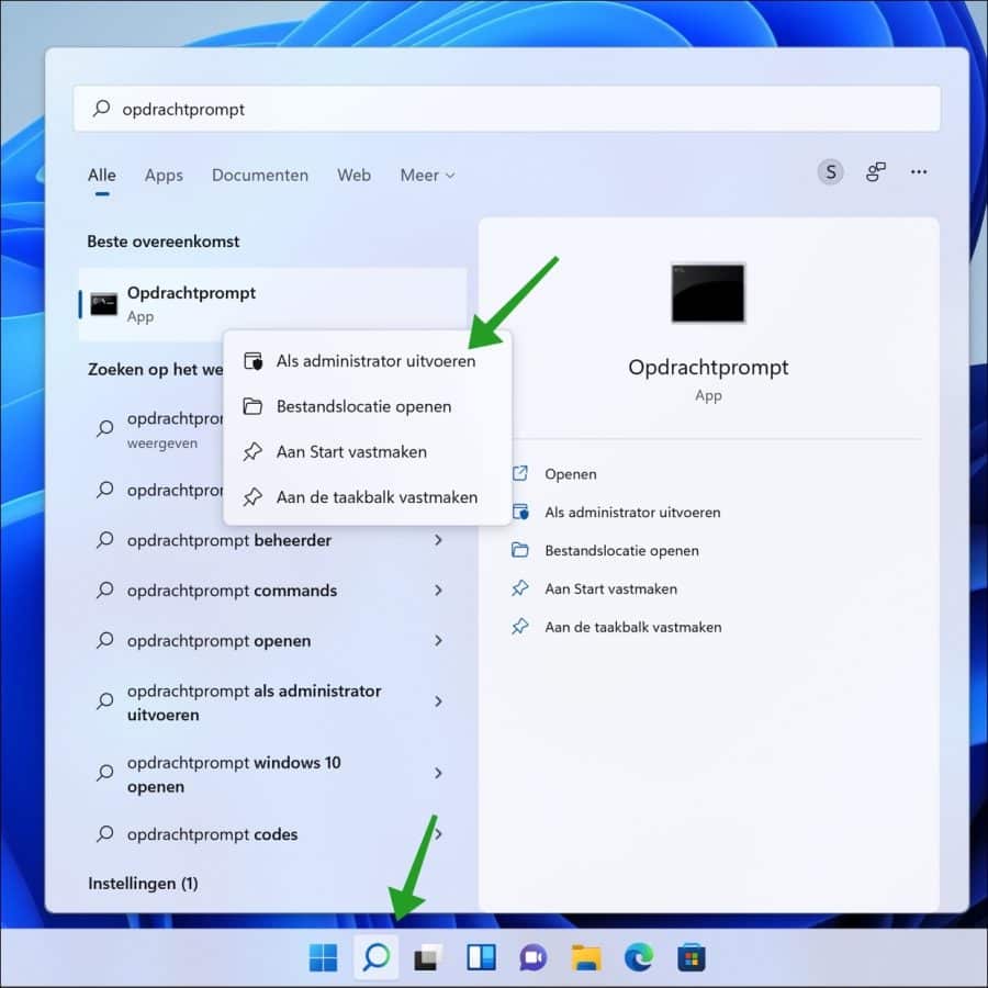 Opdrachtprompt openen als administrator
