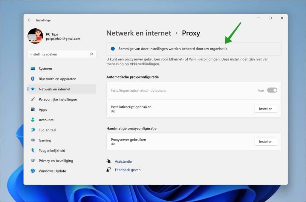 Proxy instellingen blokkeren of deblokkeren in Windows 10/11