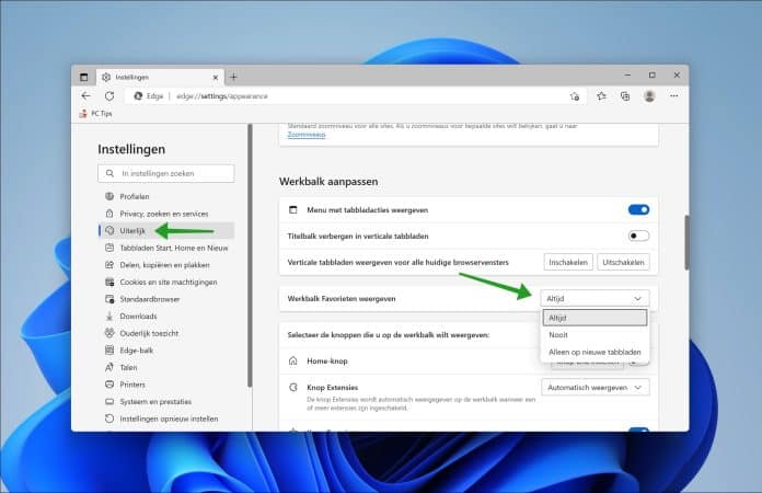 Werkbalk Favorieten Weergeven Of Verbergen In Microsoft Edge