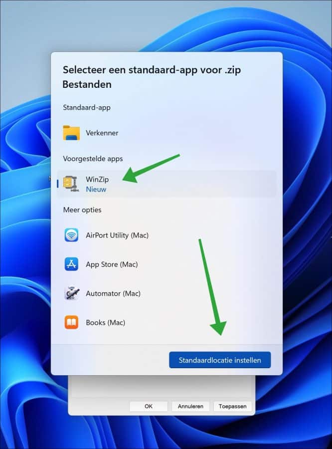 Openen met WinZip