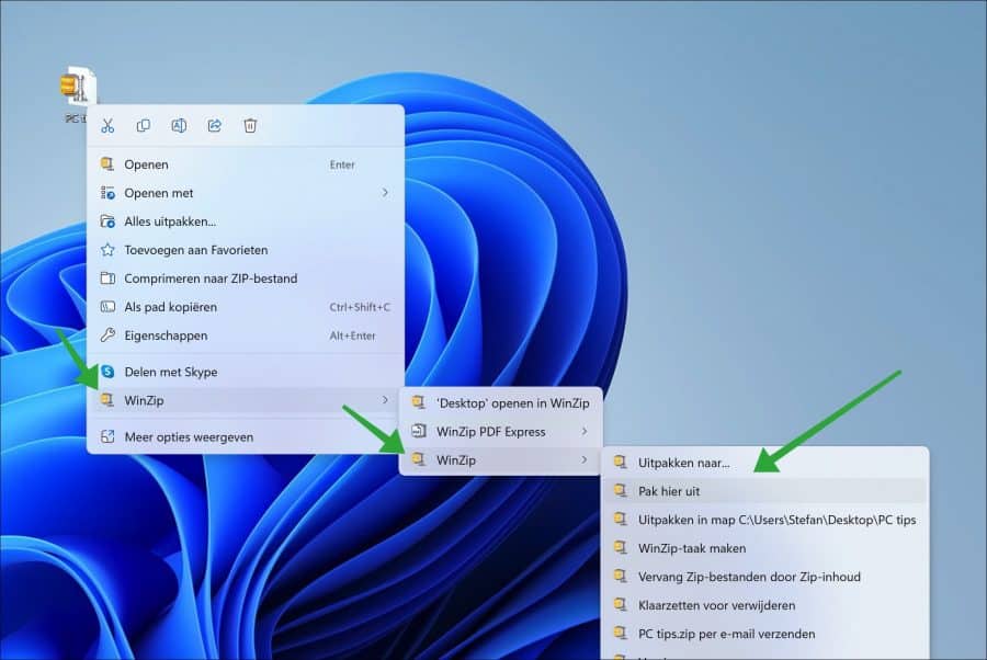 ZIP-bestand uitpakken in Windows 11