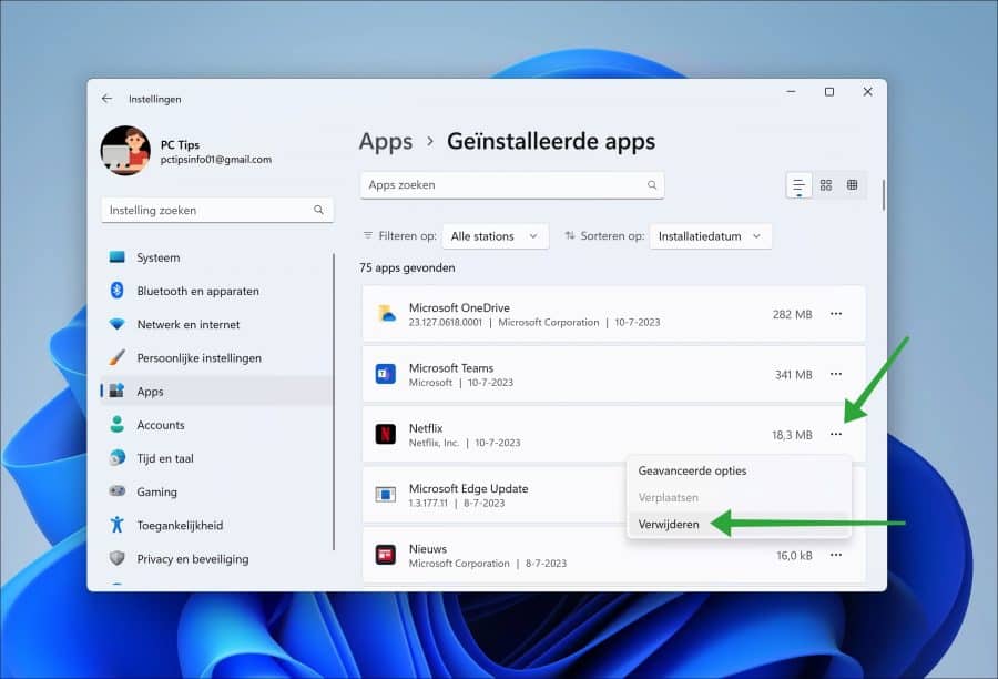 Microsoft Store apps verwijderen