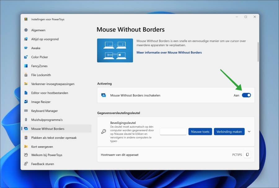 Mouse without borders inschakelen
