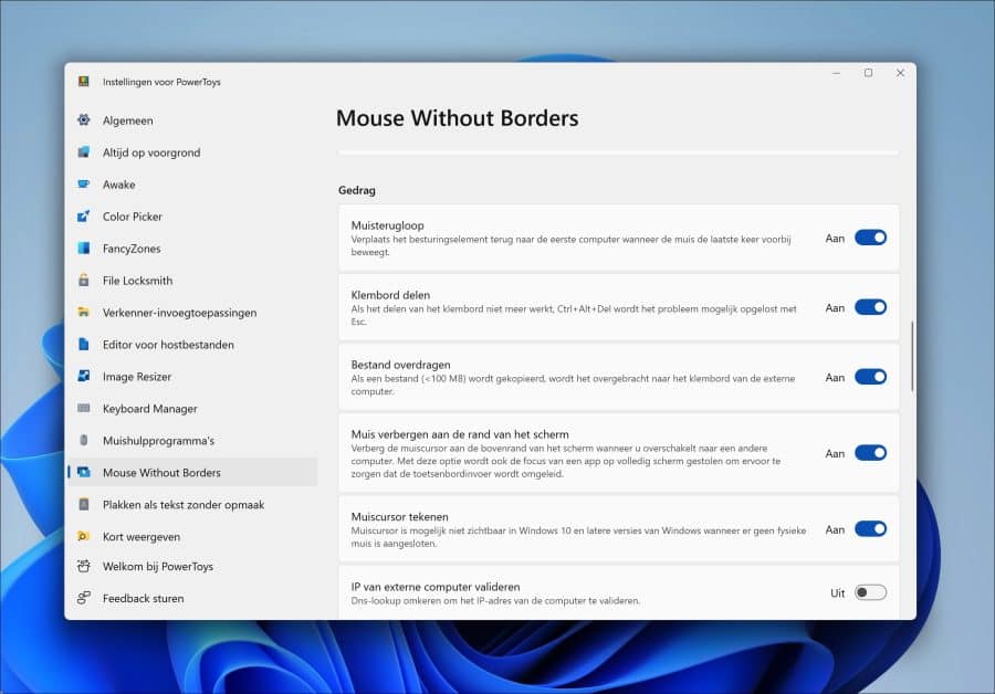 mouse without borders overige opties