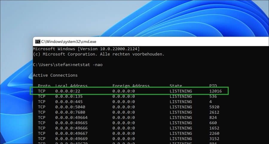 poort 22 open ssh windows 11