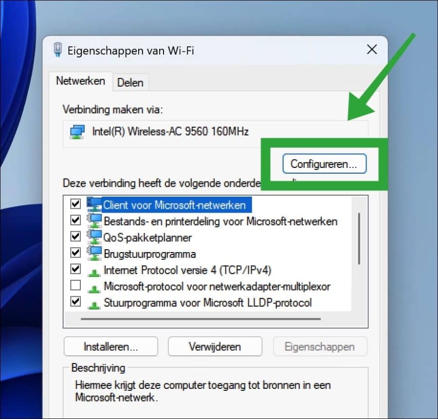 wifi adapter configureren