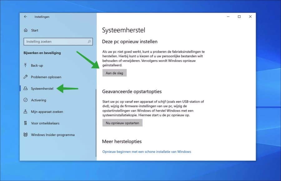 Deze PC opnieuw instellen