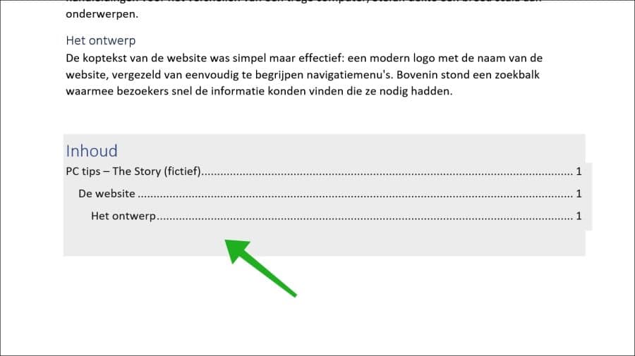 Inhoudsopgave in Word maken