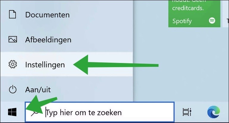 Instellingen openen in Windows 10