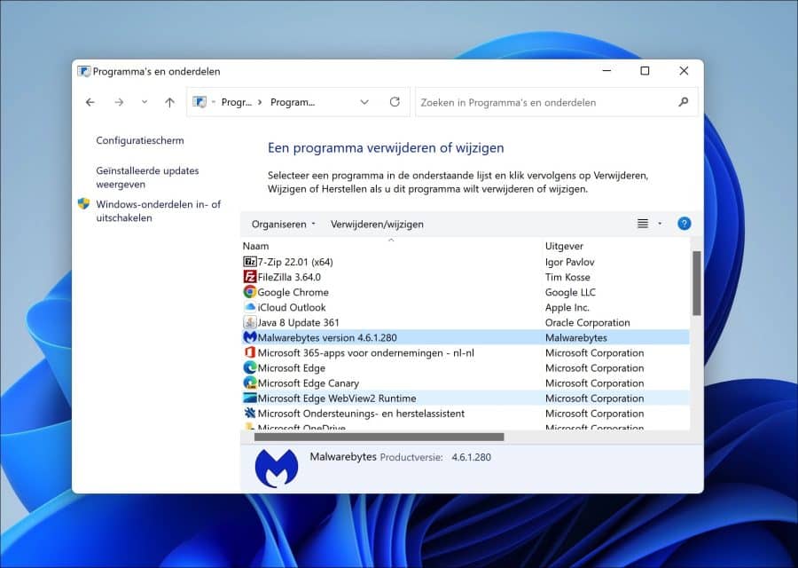 Antivirussoftware verwijderen