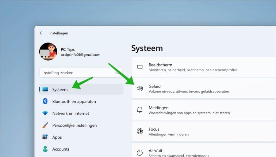 Geluidsinstellingen in Windows 11