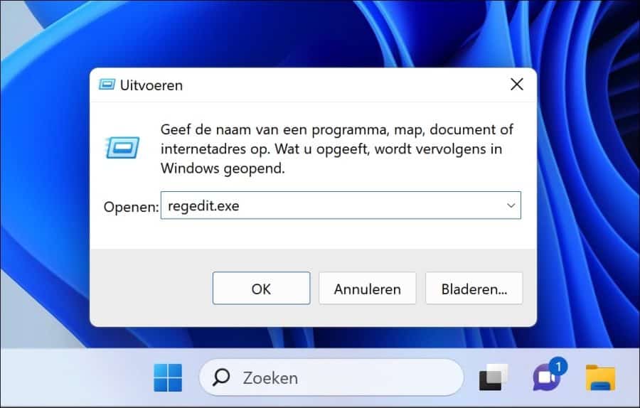 regedit openen