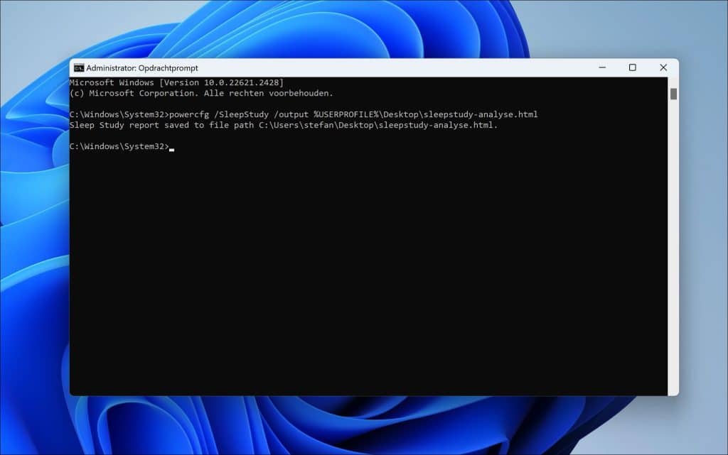 SleepStudy analyse maken in Windows 11 of 10