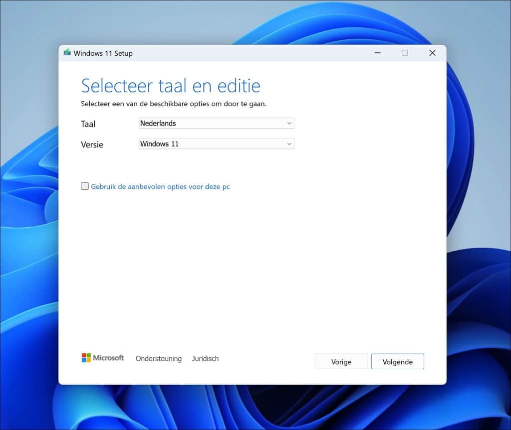 Windows 11 23H2 op USB plaatsen via media creation tool