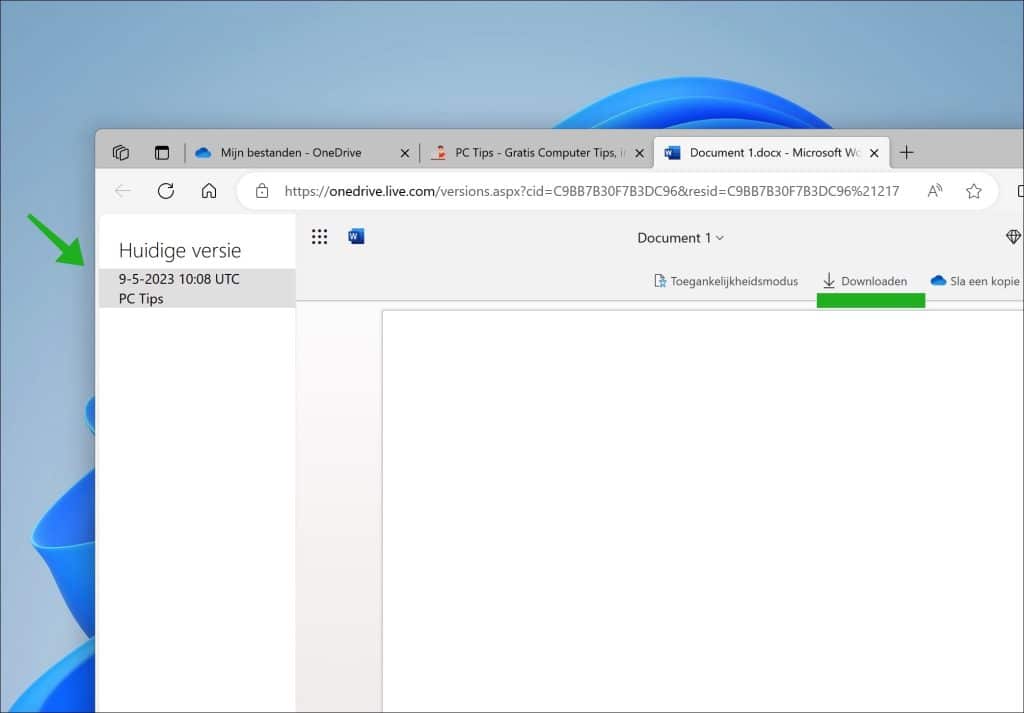 kopie downloaden van onedrive