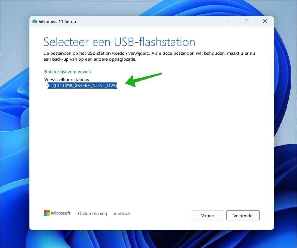 usb station selecteren