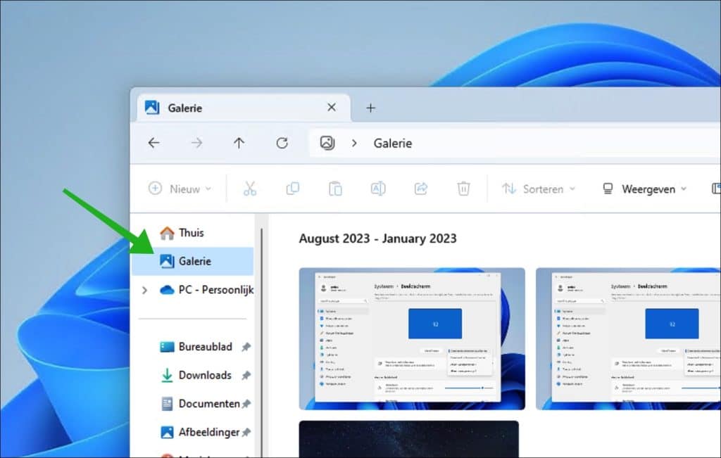Galerie in de Windows Verkenner