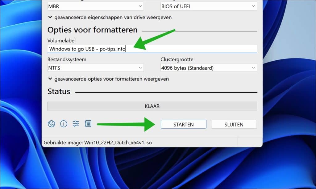 Windows 11 of 10 installeren op een USB-stick of Externe harde schijf