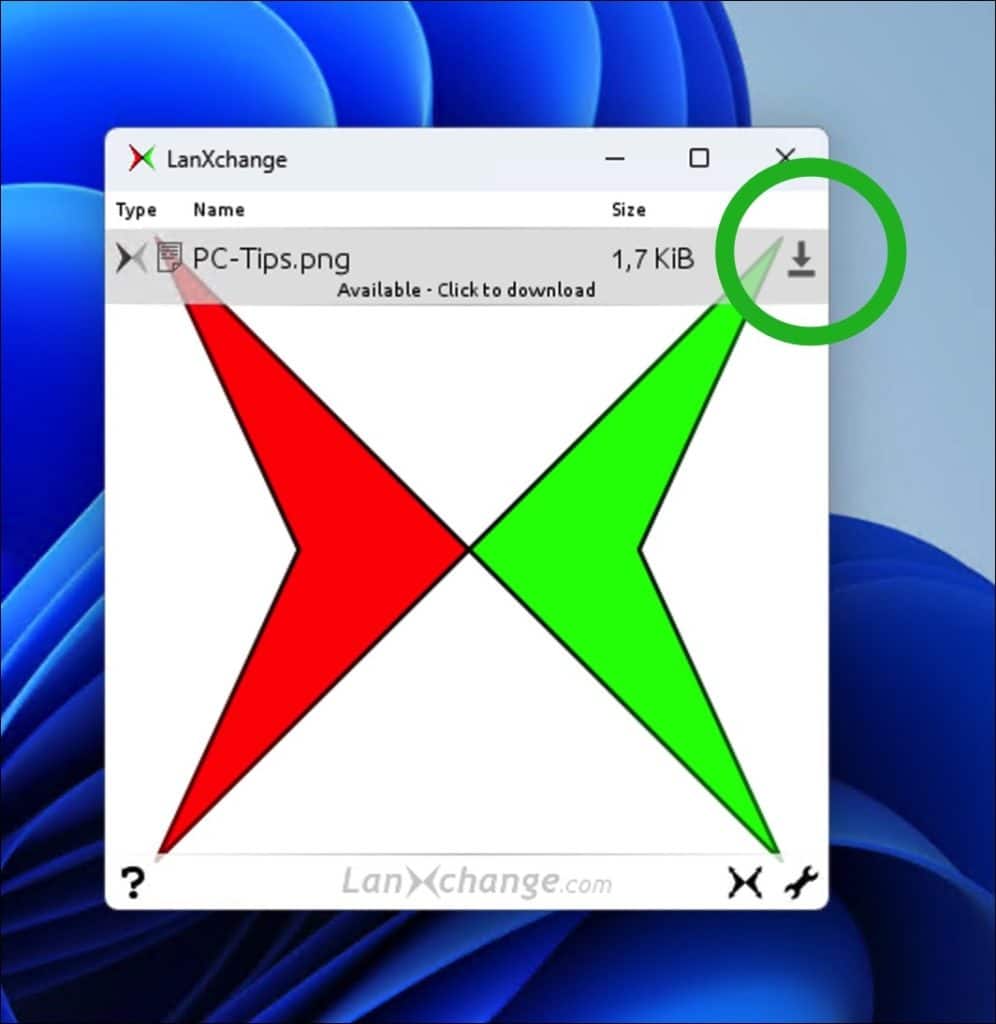Bestand downloaden met lanxchange