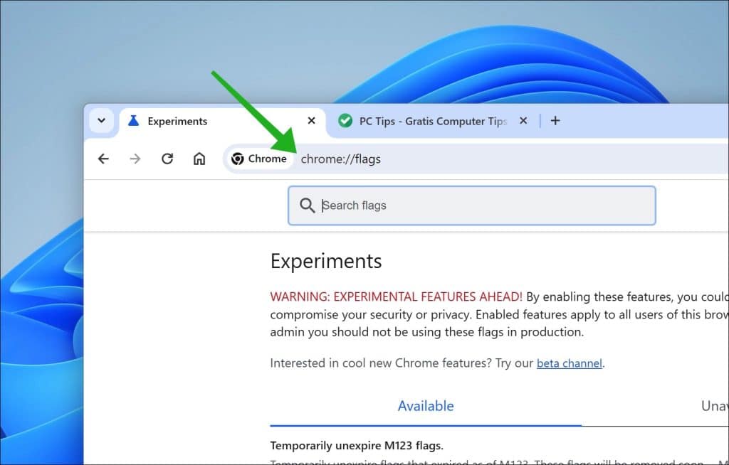 chrome flags openen