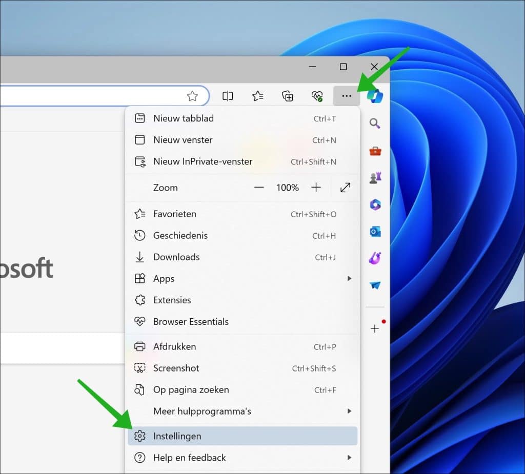 Microsoft Edge instellingen