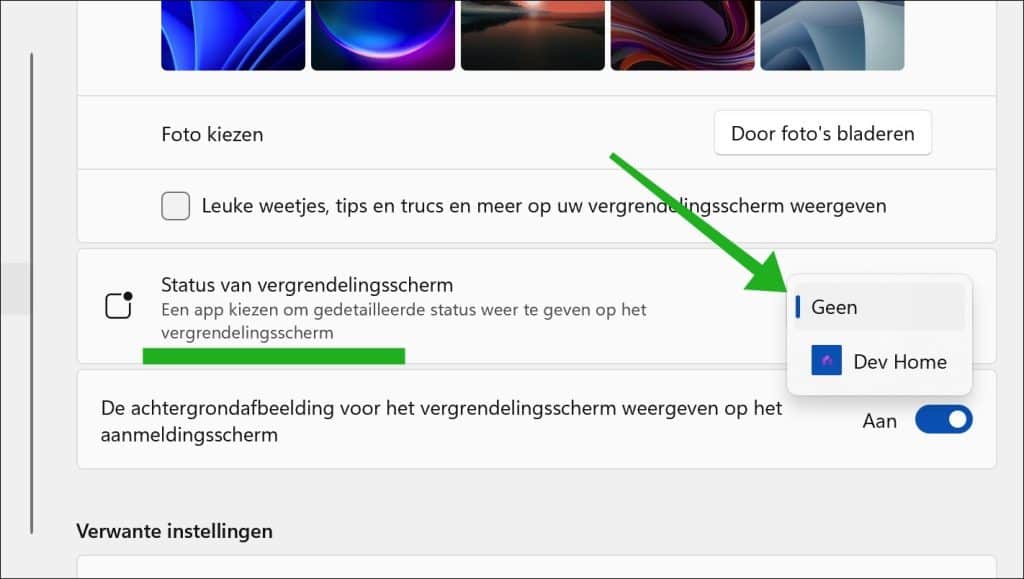 Status van vergrendelingsscherm wijzigen naar geen om widgets op het vergrendelscherm te verwijderen