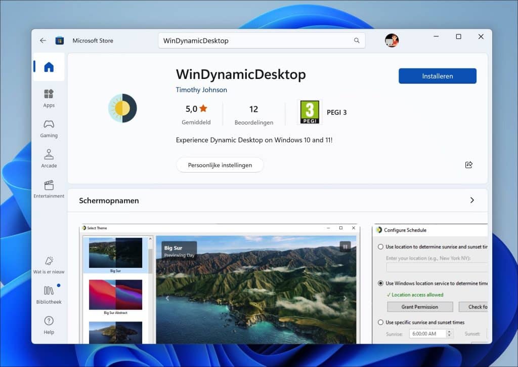 WinDynamicDesktop installeren