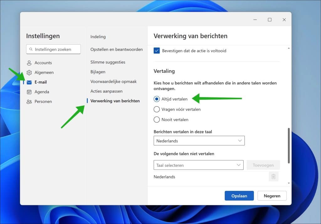 Emails automatisch vertalen met Outlook