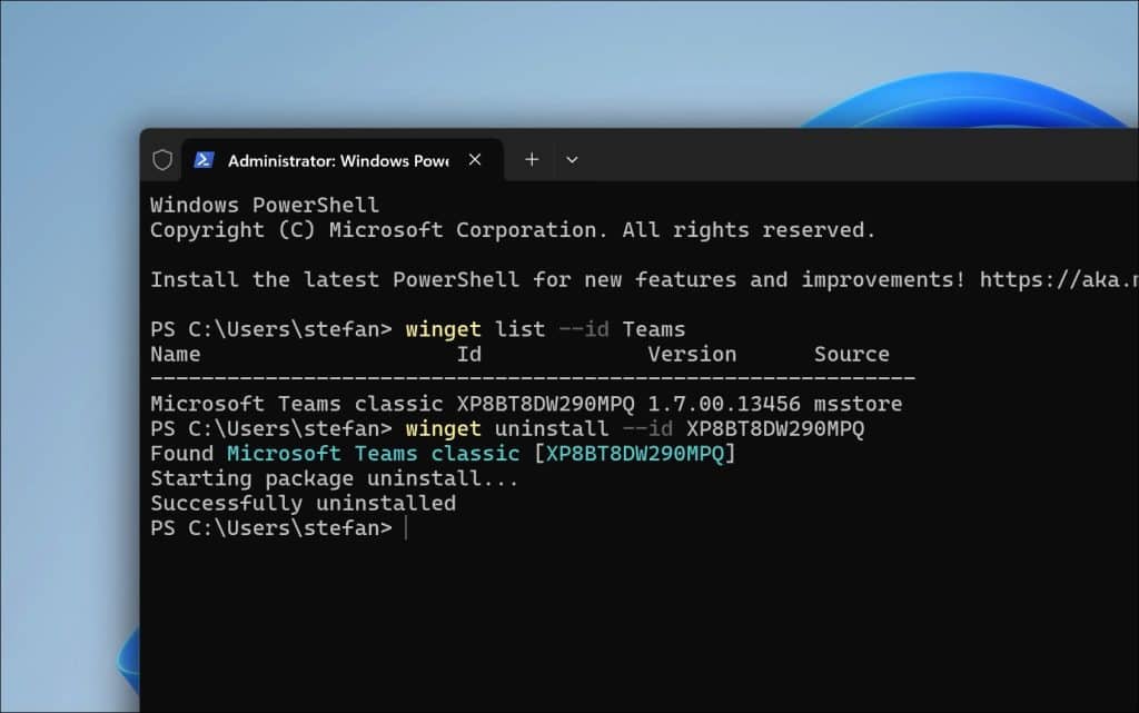 Microsoft Teams verwijderd