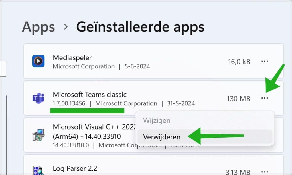 Microsoft Teams verwijderen