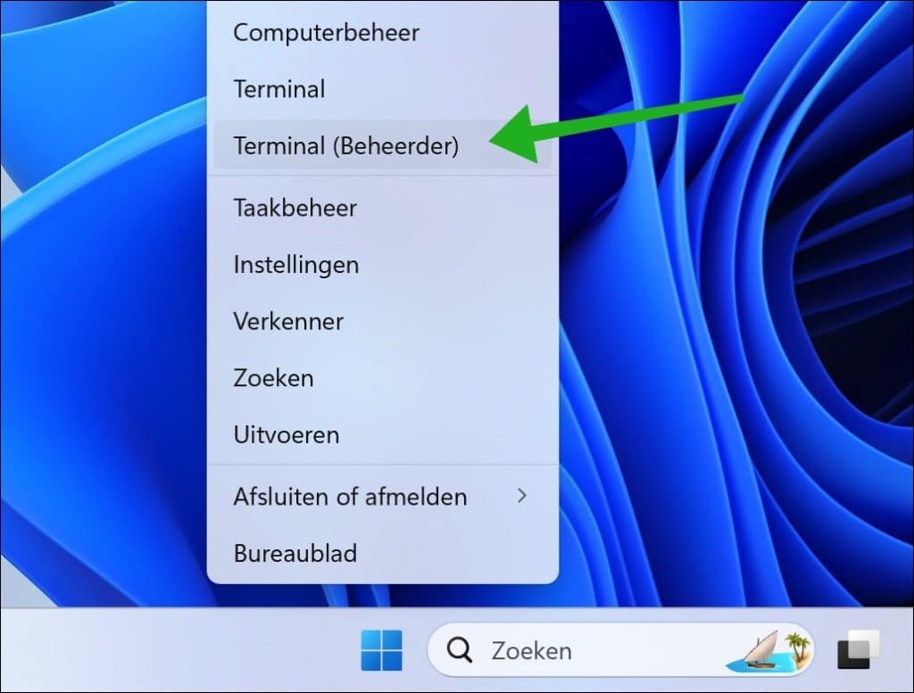 Terminal beheerder openen