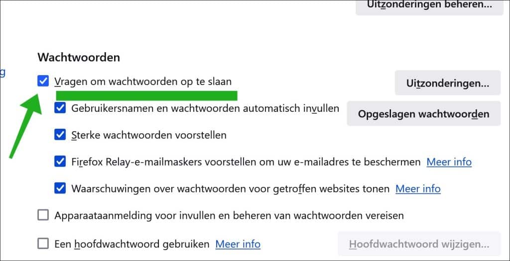 Wachtwoorden opslaan in Firefox