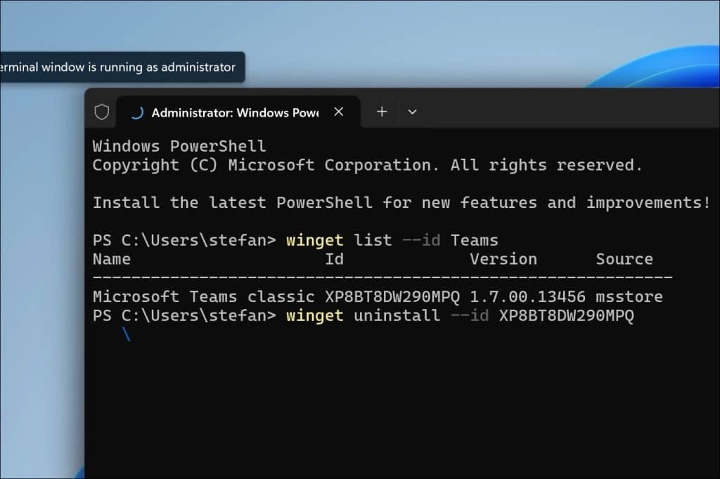 winget uninstall teams