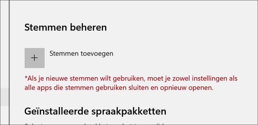 Nieuwe stem gebruiken