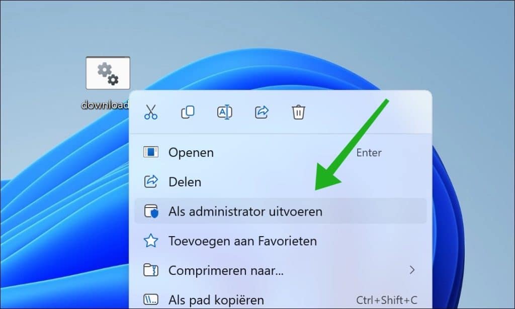 Als administrator uitvoeren