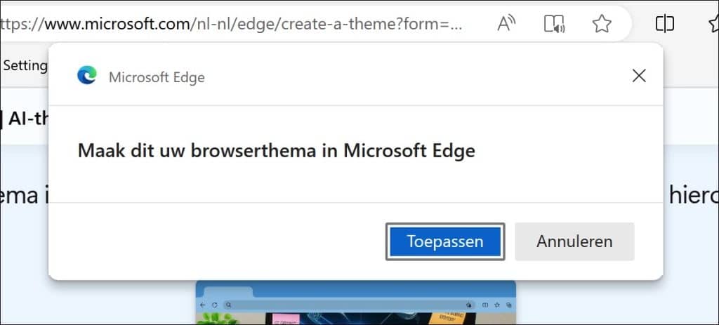 Browserthema Edge browser