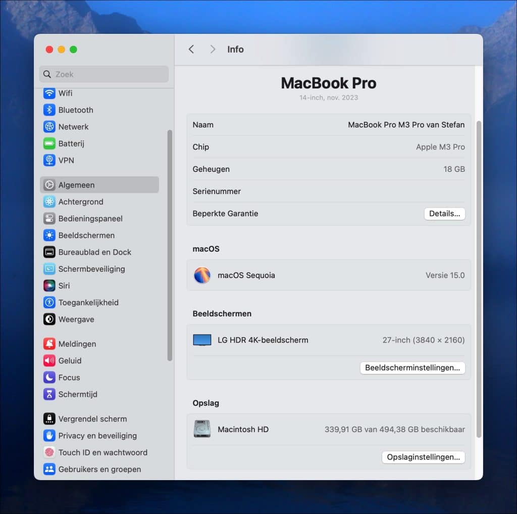 Systeeminformatie over Mac