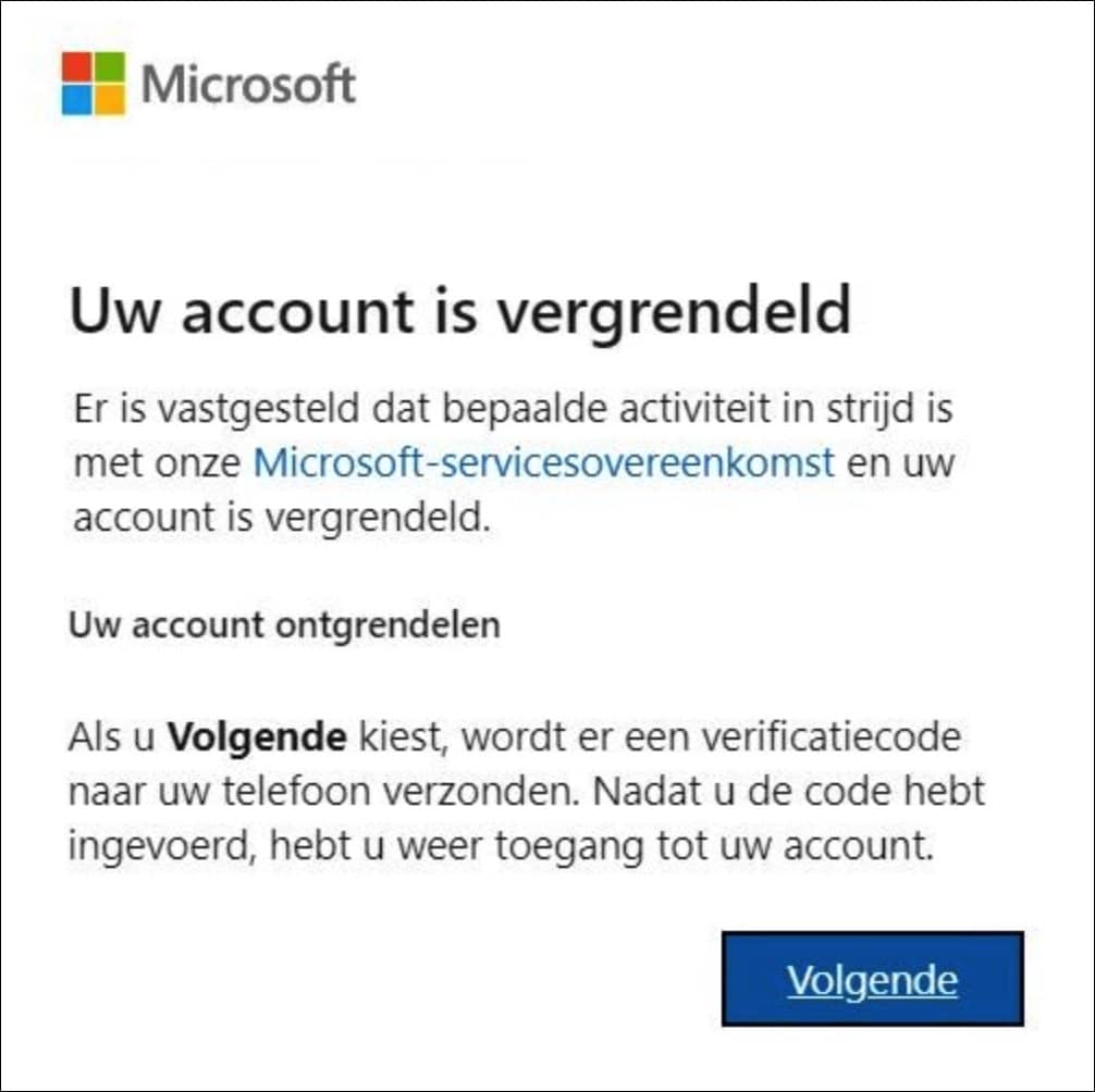 Uw account is vergrendeld