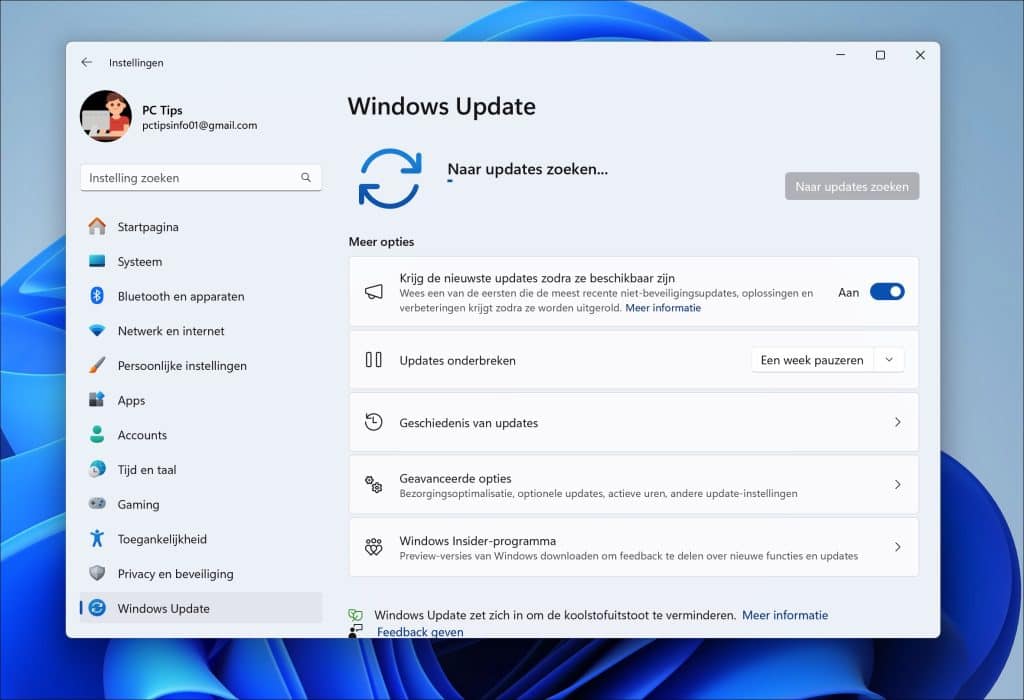 Controleer of de Update Beschikbaar Is