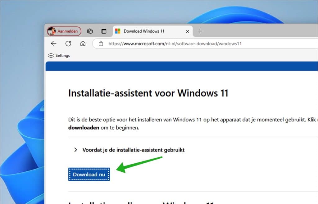 Download installatie-assistent