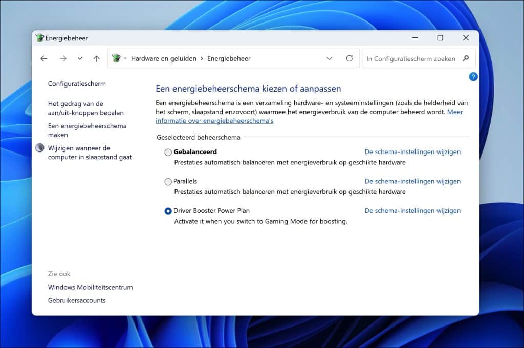 Hoge prestaties energieplan