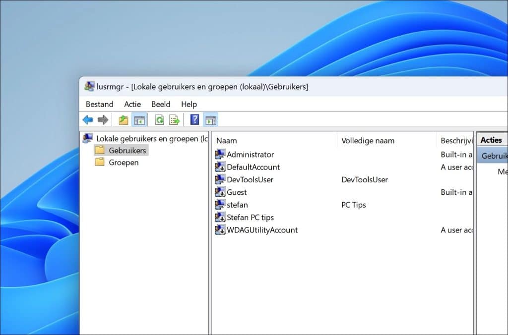 Lokale gebruikers en groepen