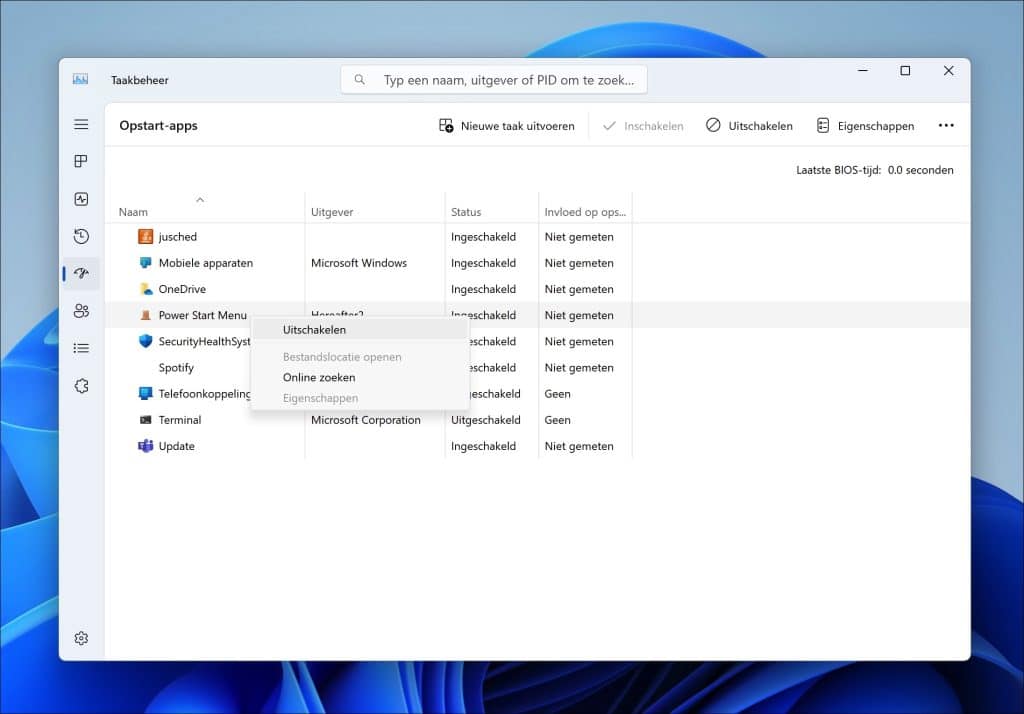 Onnodige opstart-apps uitschakelen
