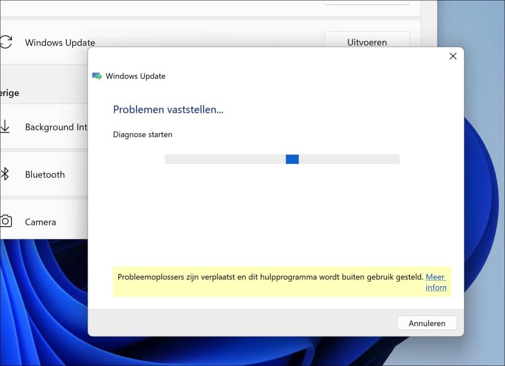 Voer de Windows Update probleemoplosser uit