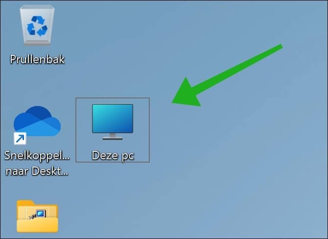 Deze PC snelkoppeling op het bureaublad