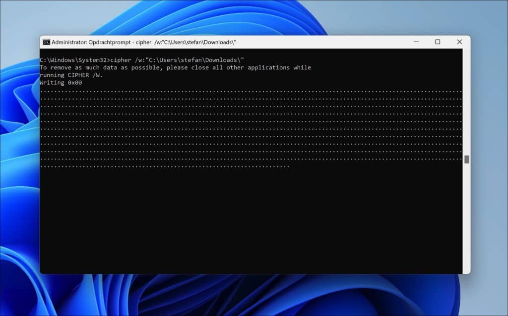 Cipher.exe gebruiken om data te overschrijven